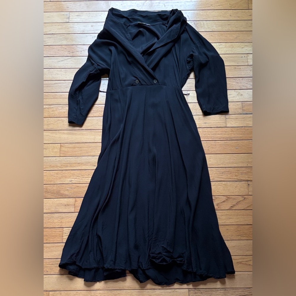 Eight Fifteen Black Button-Up Long Casual Boho Artsy Dress Women’s Size M Medium